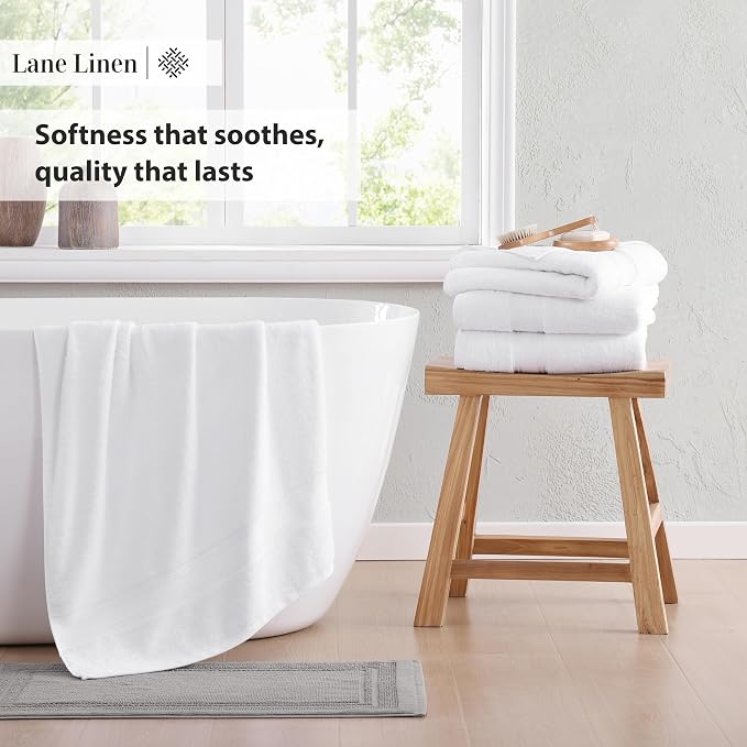 LANE LINEN 100% Mercerized Cotton Bath Towels Set of 12 – Zero Twist, 4 Bath - Image 4