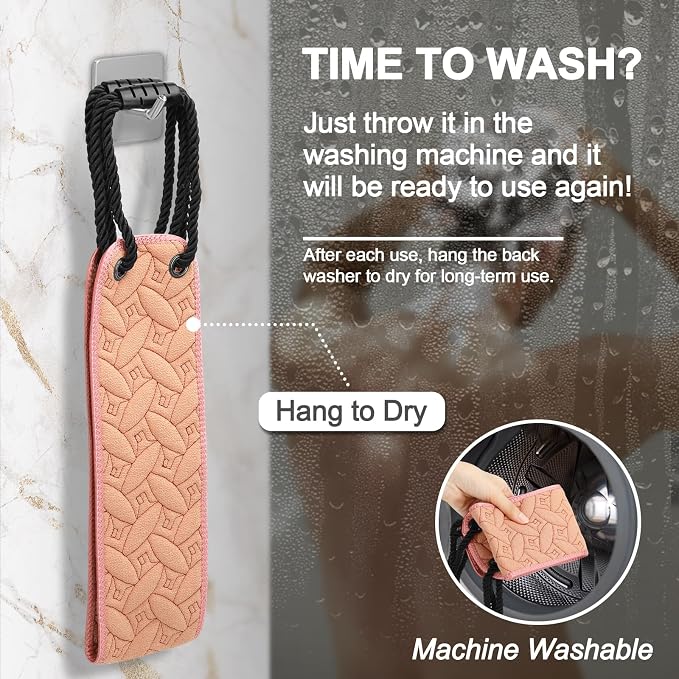 Exfoliating Back Scrubber for Use in Shower, 38.5 Inch Back Washer - Image 6