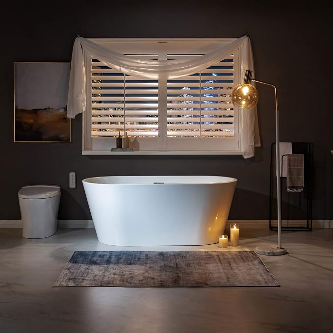WOODBRIDGE 59" Acrylic Freestanding Bathtub Contemporary Soaking White Tub - Image 4