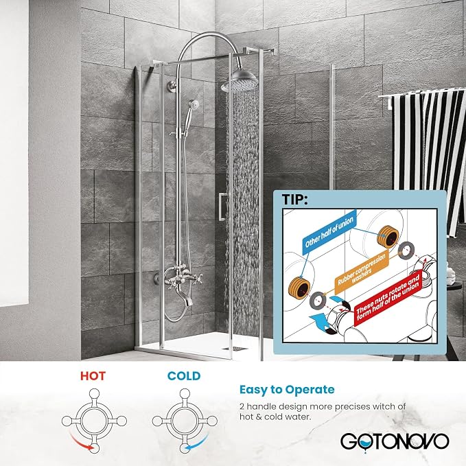 gotonovo Bathroom Classic Exposed Shower Faucet Wall Mount Shower System 8 Inch - Image 2