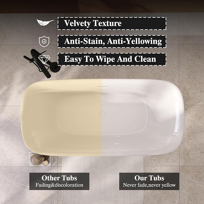 67" Acrylic Freestanding Bathtub, Soaking Tub - Image 4