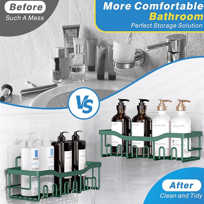 EUDELE Shower Caddy 2 Pack, Adhesive Shower Organizer - Image 4