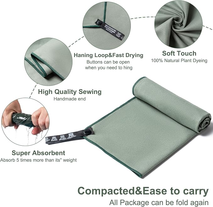 Camping Towel, 2 Pack Microfiber Travel Sports Towel, Quick Dry-Super - Image 3