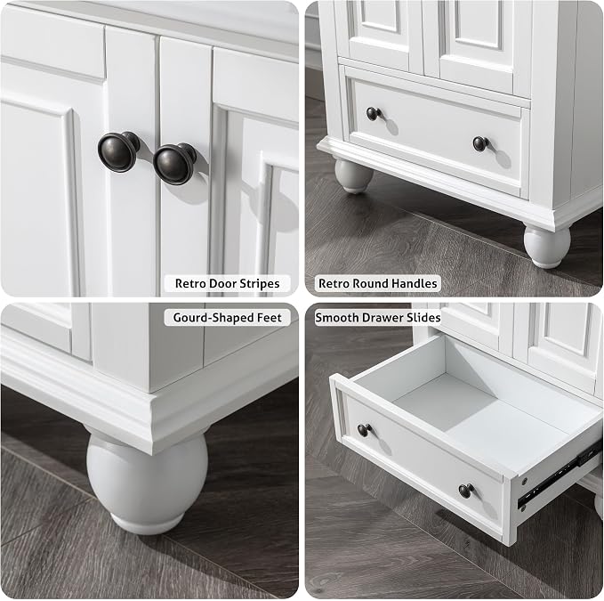 eclife 24" Bathroom Vanity Sink Combo Vintage Style - Image 6