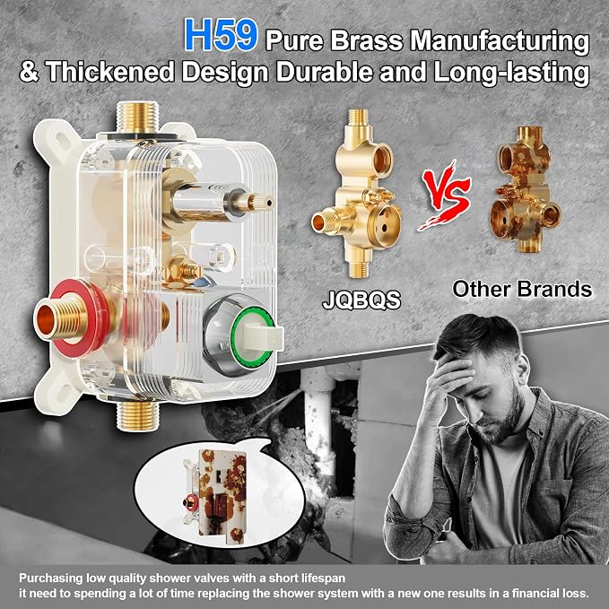 Shower System Modern Rain 8 inches Brass Faucet Set - Image 5