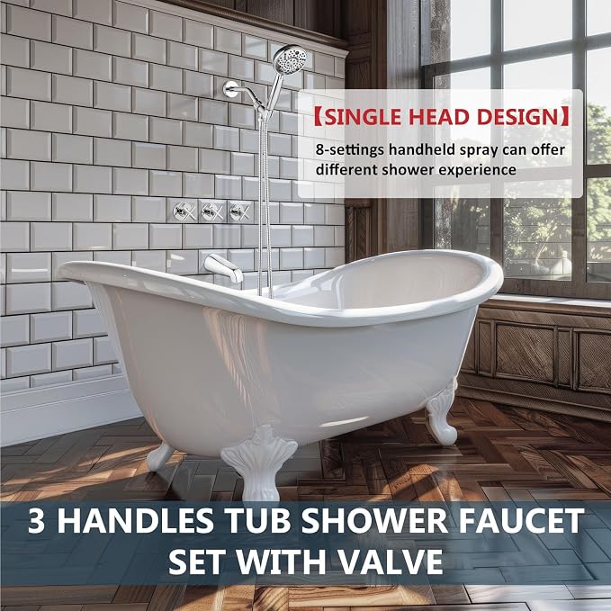 Aolemi 3 Handles Tub Shower Faucet Set - Image 7