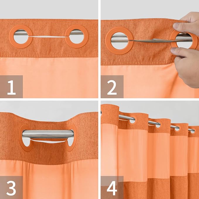 No Hooks Needed Linen Textured Shower Curtain - Image 5