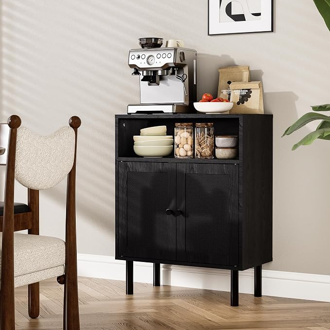 Rattan Storage Cabinet, Boho Accent Cabinet - Image 7