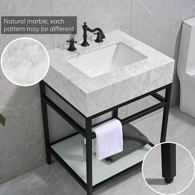 Gesipor Bathroom Carrara Marble Vanity - Image 4