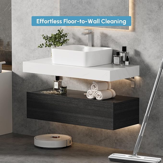 40" Floating Bathroom Vanity, Wall-Mounted Storage Cabinet Single Piece Set - Image 6