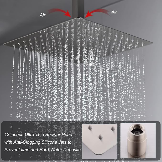 Temperature Display Shower Fixtures Brushed Nickel Rainfall Shower System - Image 4