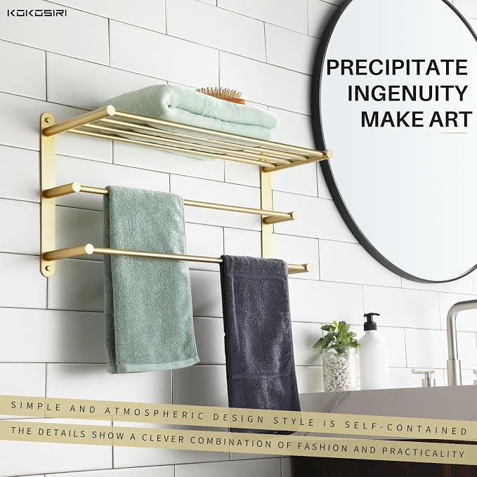 KOKOSIRI 3 Tier Bath Towel Rack 24 Inch Wall Mounted Rack - Image 4