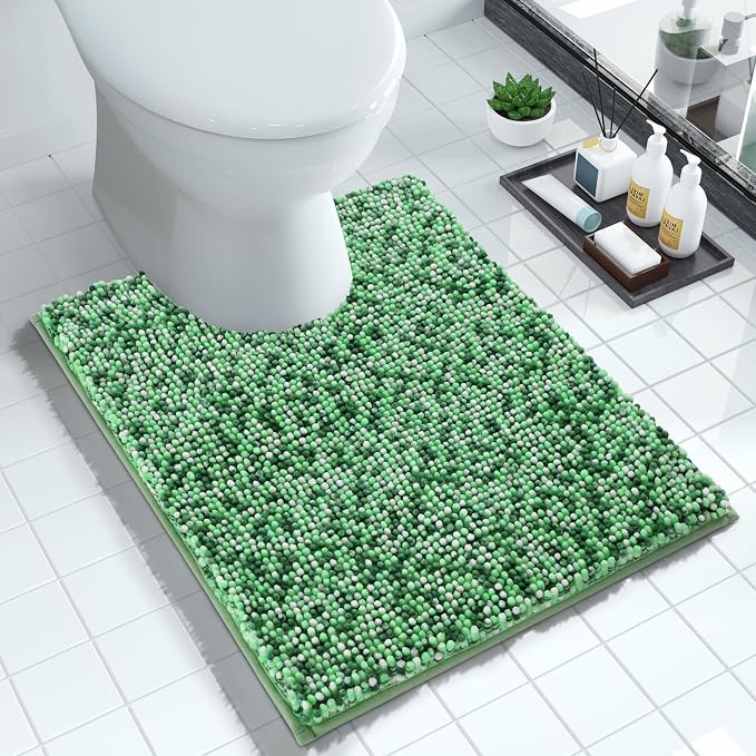 Yimobra Luxury Chenille U-Shaped Toilet Rug, Super Soft Shaggy Contour Bath Mat by Yimobra