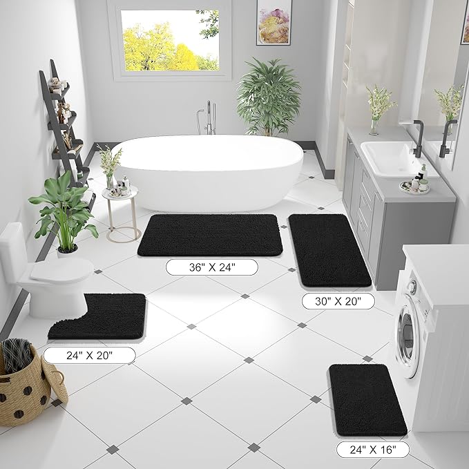 OLANLY Bathroom Rugs 59x35, Extra Soft Absorbent Chenille Bath Rugs, Rubber - Image 2