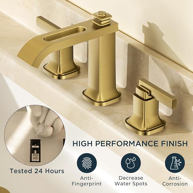 FORIOUS 3 Hole Gold Sink Bathroom Faucet - Image 4
