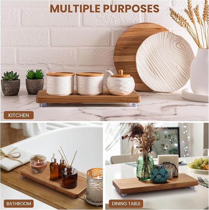12.6"x5" Solid Teak Wood Riser & Tray - Image 4