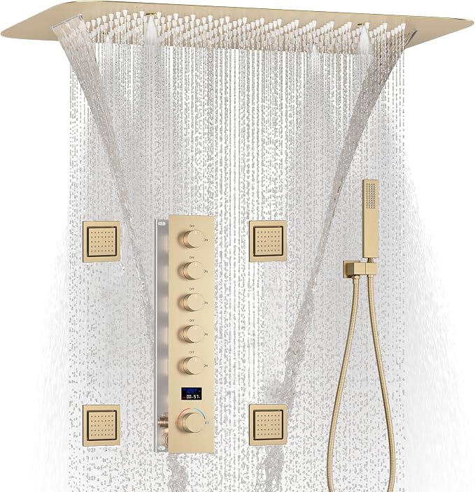 Brushed Gold Digital Display Shower System by KATAIS