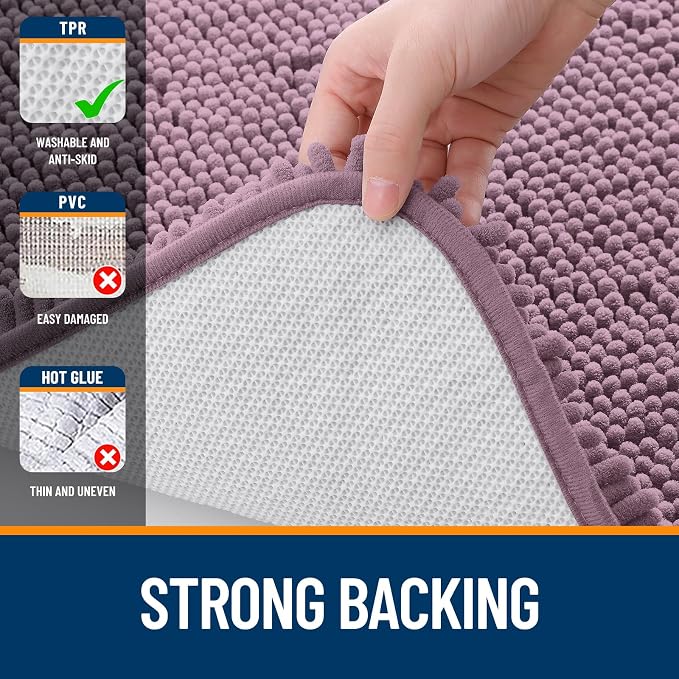 OLANLY Bathroom Rugs 47x24, Extra Soft Absorbent Chenille Bath Rugs, Rubber - Image 6