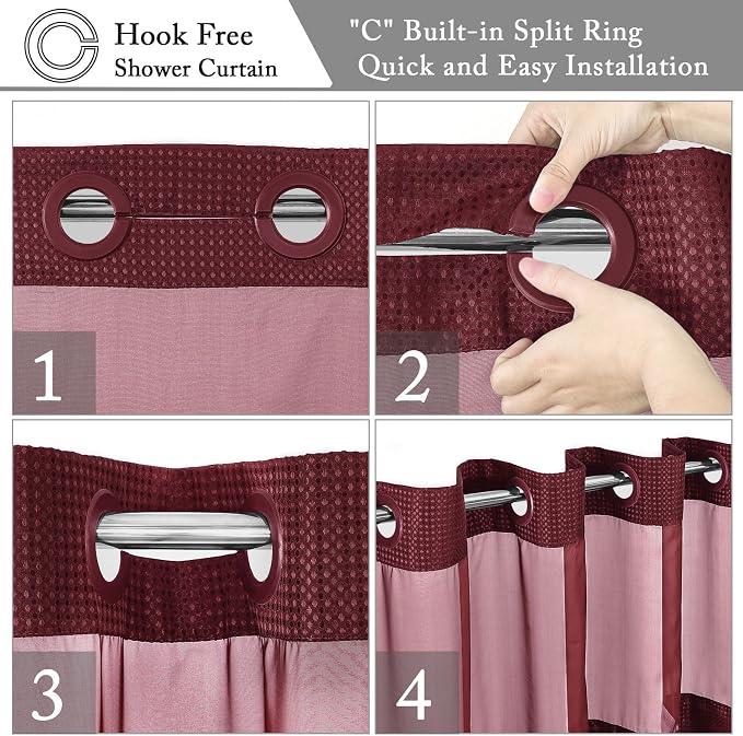 Gibelle No Hook Waffle Weave Shower Curtain - Image 4