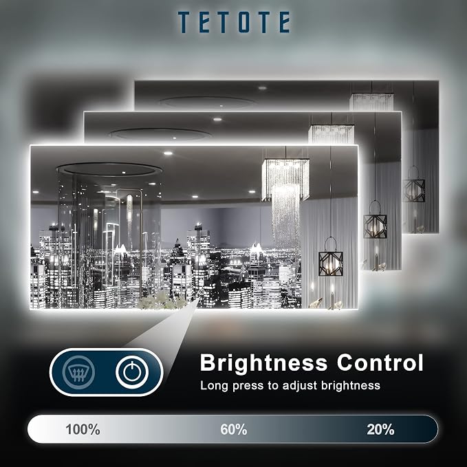 TETOTE 48 x 24 LED Backlit Bathroom Mirror - Image 4