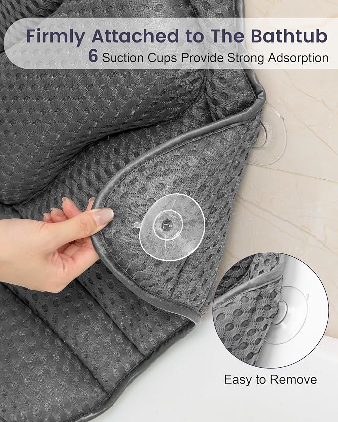 Bath Pillow, Bath Pillows for Tub Neck and Back Support, Soft 4D Air Mesh - Image 2
