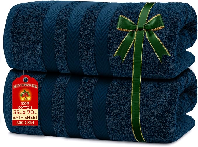RIVERSIDE Pack of 2 Extra Large Bath Sheets 35 x 70 Inches by RIVERSIDE