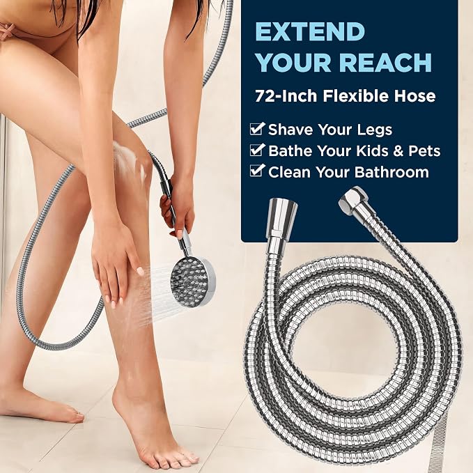 HammerHead Showers® Solid Metal Dual Shower Head Combo – CHROME – 8 Inch - Image 3