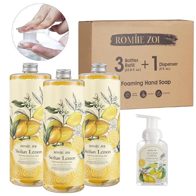 ROMIIE ZOI Hand Soap Refills Foaming 3pack + Reuseable Foam Soap Dispenser by ROMIIEZOI