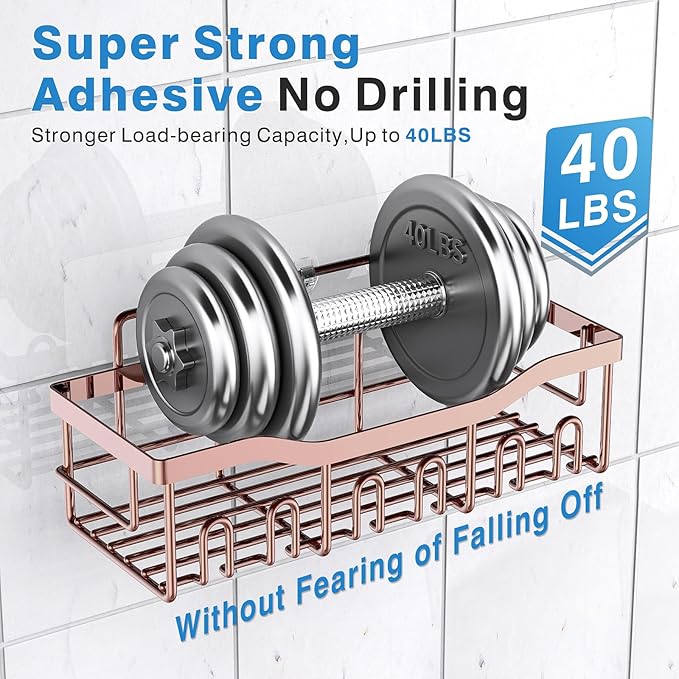 EUDELE Shower Caddy 2 Pack, Adhesive Shower Organizer - Image 3
