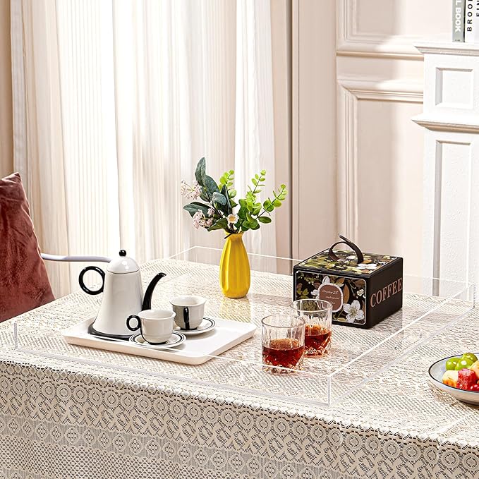 20×20 inches Oversized Clear Acrylic Ottoman Tray Extra Large Decorative Tray - Image 5