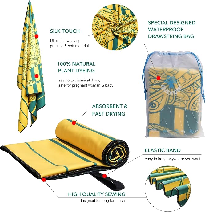 4Monster Microfiber Beach Towel Quick Dry, Super Absorbent Lightweight Travel - Image 4