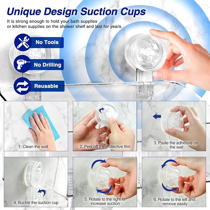 Clear Shower Caddy Suction Cup Shelf Organizer - Image 2