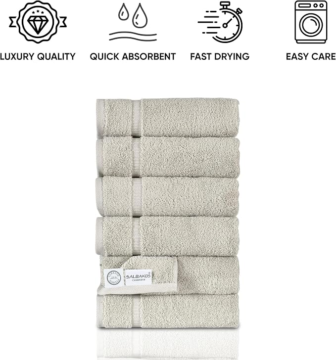 SALBAKOS 100% Turkish Cotton Hand Towel Set of 6 16x30 inch | Heirloom Quality - Image 5