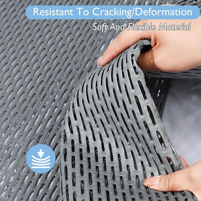 Extra Large Non-Slip Shower Mat, Fast-Dry PVC Bath Stall Tub Mat, Drain-Hole - Image 5
