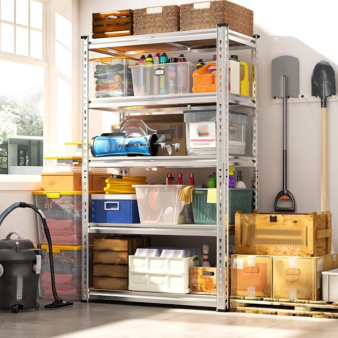 REIBII Storage Shelves 2020LBS Garage Shelving 5 Tier Heavy Duty Shelving - Image 2