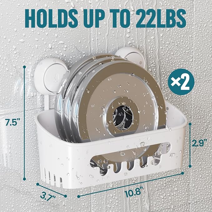 TAILI Shower Caddy Suction Cup 2 Pack, Heavy Duty Bathroom Organizer, Removable - Image 3