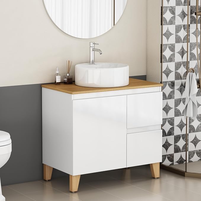31.5-Inch Bathroom Vanity with Ceramic Sink Combo, Freestanding Bathroom by MELAABUUHOME