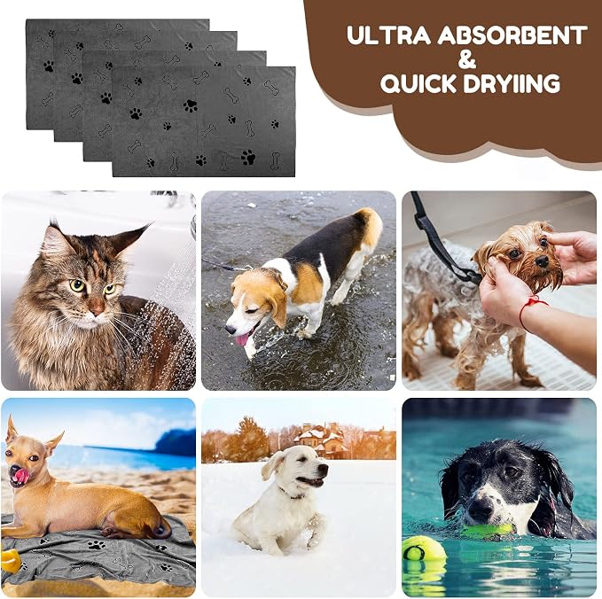 Chumia 4 Pcs Dog Towels for Drying Dog Puppy Bulk Microfiber Absorbent Paw - Image 6