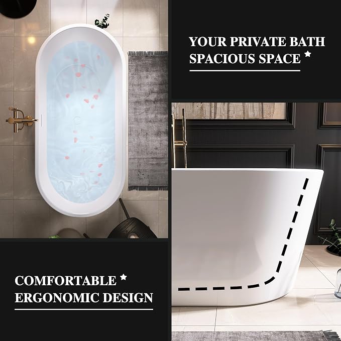 59" Acrylic Freestanding Bathtub, Free Standing Tub, Stand Alone Tub, Soaking - Image 3