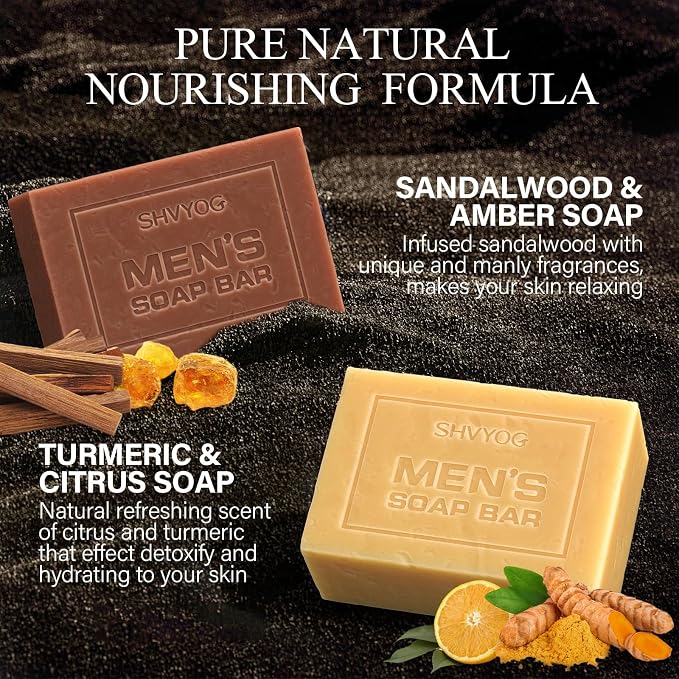 SHVYOG Mens Soap, 4 Pack Mens Bar Soap, Gift - Image 2