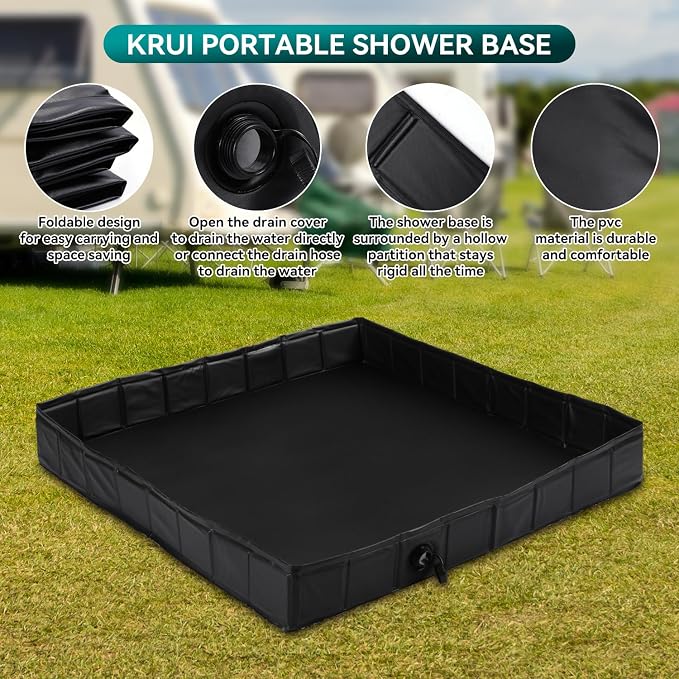 KRUI Camping Shower Base, Foldable Shower Tent Awning Base - Image 4