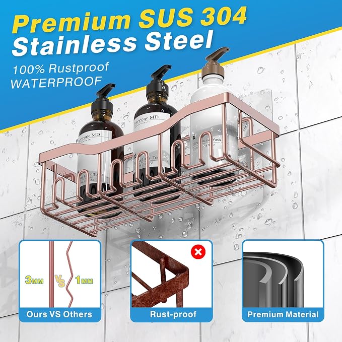 EUDELE Shower Caddy 2 Pack, Adhesive Shower Organizer - Image 4