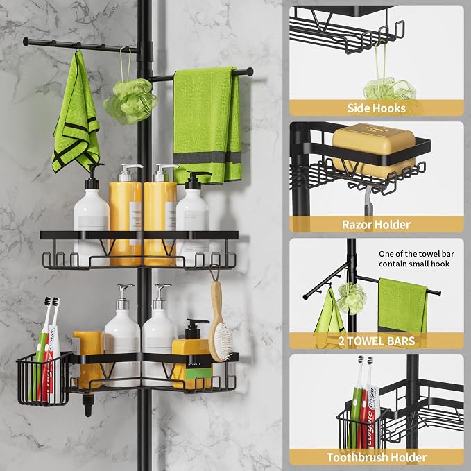 Tension Rod Shower Caddy Corner - Image 4