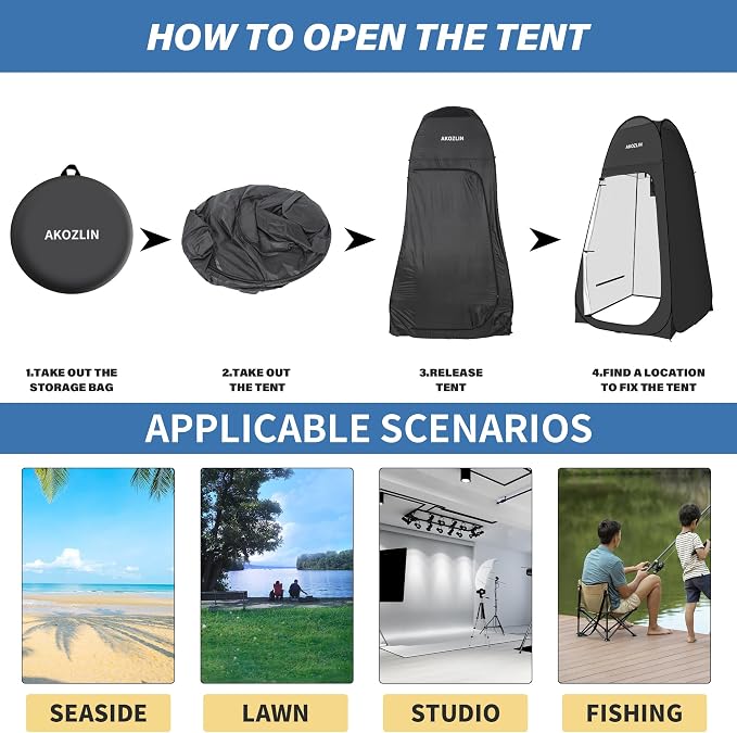 AKOZLIN Portable Pop Up Shower Tent Instant Privacy Dressing Changing Tent - Image 5