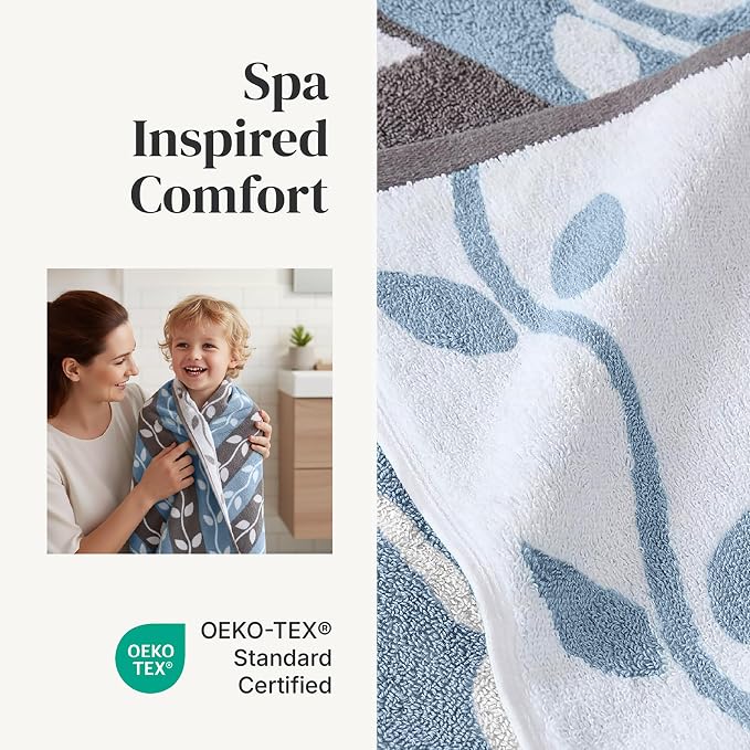 Modern Threads Organic Vines 6-Piece 100% Cotton Towel Set – Yarn Dyed Jacquard - Image 4