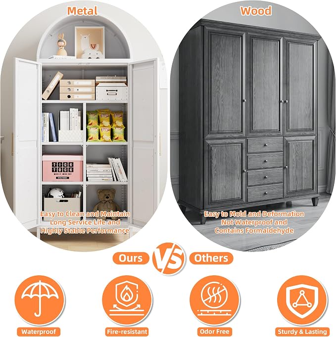 Kitchen Pantry Cabinet, Metal Arched Storage Cabinet - Image 6