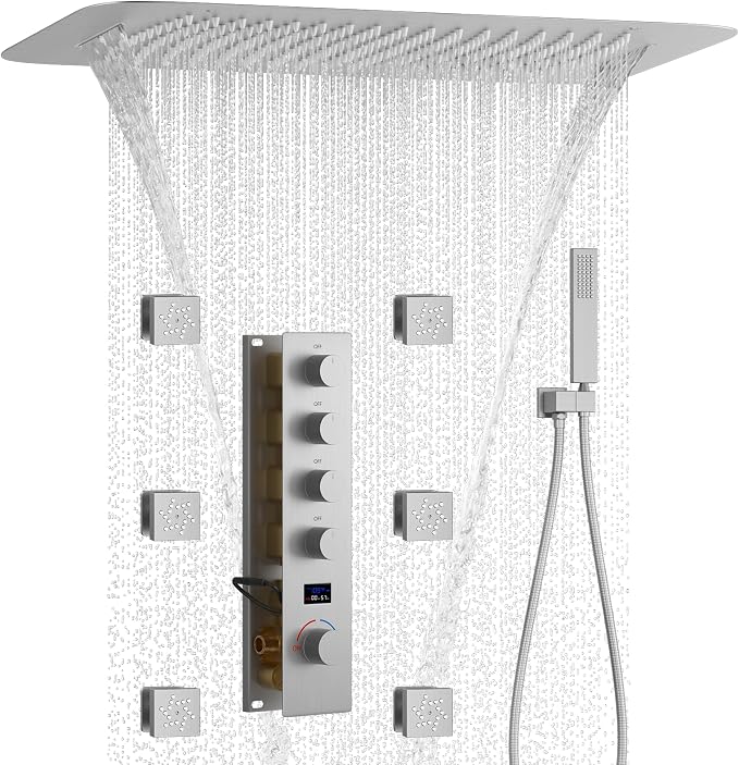 Brushed Nickel Digital Display Shower System by KATAIS