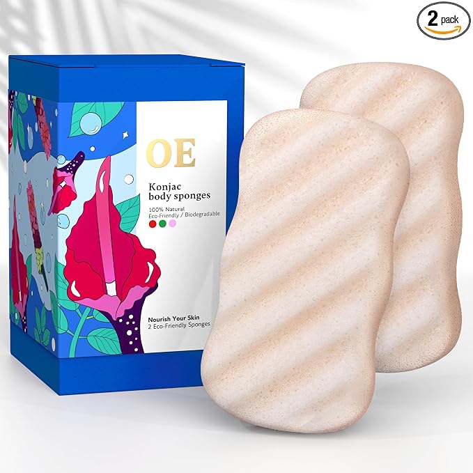 Konjac Sponge Body | Microplastic Free 100% Natural | Non-Toxic | Biodegradable by OurEarthBeauty
