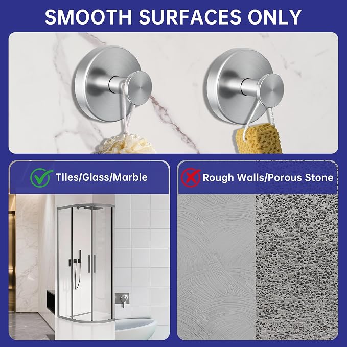 luckin smile Suction Cup Hooks for Shower, No-Drill Removable Towel Hook for - Image 4