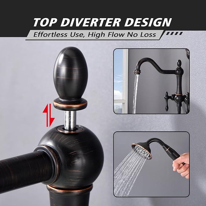 SUMERAIN Oil Rubbed Bronze Wall Mount Bathtub Faucet - Image 9